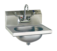 Eagle Group Wall-Mount Hand Wash Sink with Standard Wrist Handle Faucet, 304 Stainless Steel, 13-1/2 x 9-3/4 x 6-3/4 in. Bowl