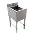 Thumbnail image #1 for Omcan USA 1-Compartment Under Bar Sink with 10 x 14 x 10 Inch Bowl, 3 Inch Backsplash, No Drainboard, and Galvanized H-Frame Legs