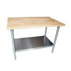 Thumbnail image #1 for BK Resources MFTS-7236 72 x 36-Inch Hard Maple Flat Top Work Table with Stainless Steel Base and Undershelf