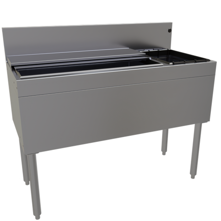 Product image #1 for Glastender 42-Inch Underbar Combo Ice Bin/Cocktail Unit with Right Bottle Well and 84 lb. Ice Capacity