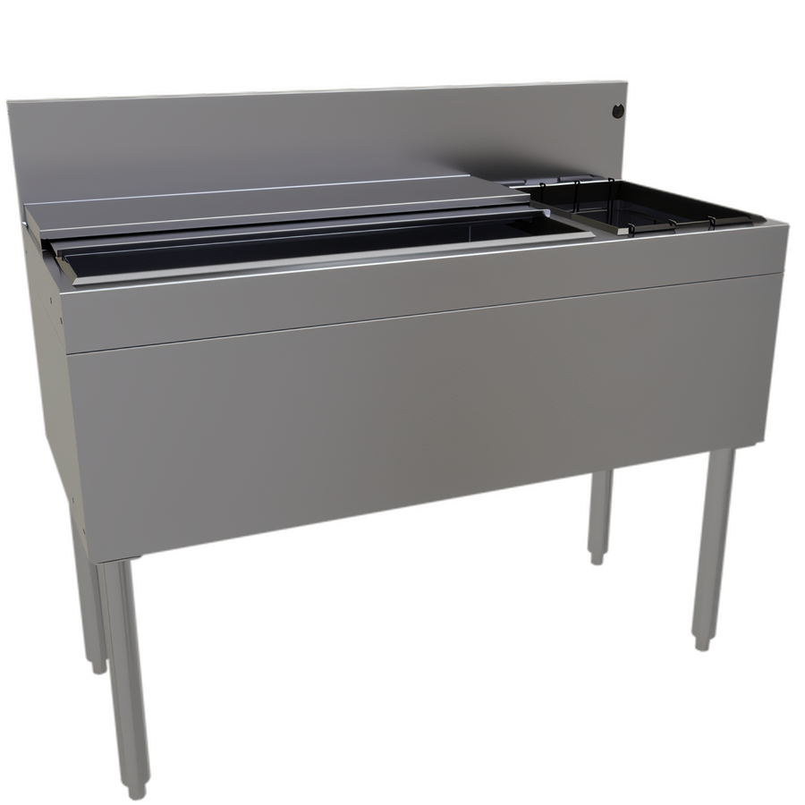 Product image #1 for Glastender 42-Inch Underbar Combo Ice Bin/Cocktail Unit with Right Bottle Well and 84 lb. Ice Capacity