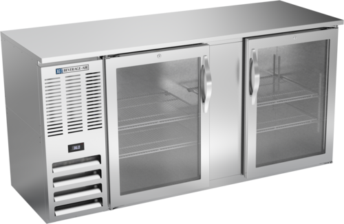 Product image #1 for Beverage Air 68-Inch Two-Section Glass Door Back Bar Cooler with Stainless Steel Top