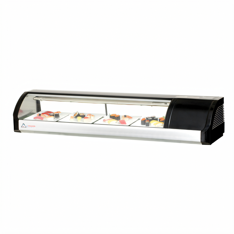 Product image #1 for Everest Refrigeration 59-Inch Countertop Curved Glass Sushi Case with Right-Mounted Self-Contained Refrigeration
