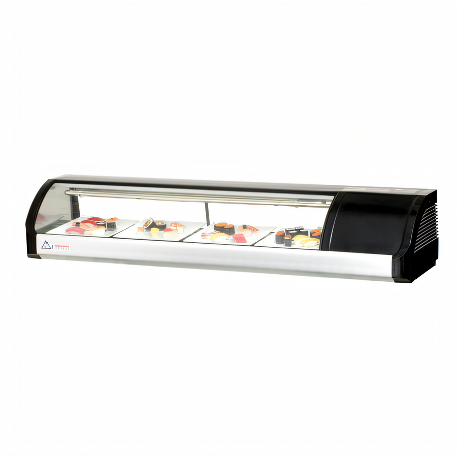 Product image #1 for Everest Refrigeration 59-Inch Countertop Curved Glass Sushi Case with Right-Mounted Self-Contained Refrigeration
