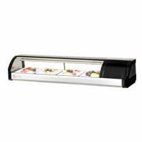 Everest Refrigeration 59-Inch Countertop Curved Glass Sushi Case with Right-Mounted Self-Contained Refrigeration