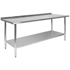 Thumbnail image #1 for Flash Furniture NH-WT-3072BSP-GG 72 x 30 x 36 Inch Stainless Steel Prep and Work Table with 18-Gauge Top, Backsplash and Undershelf