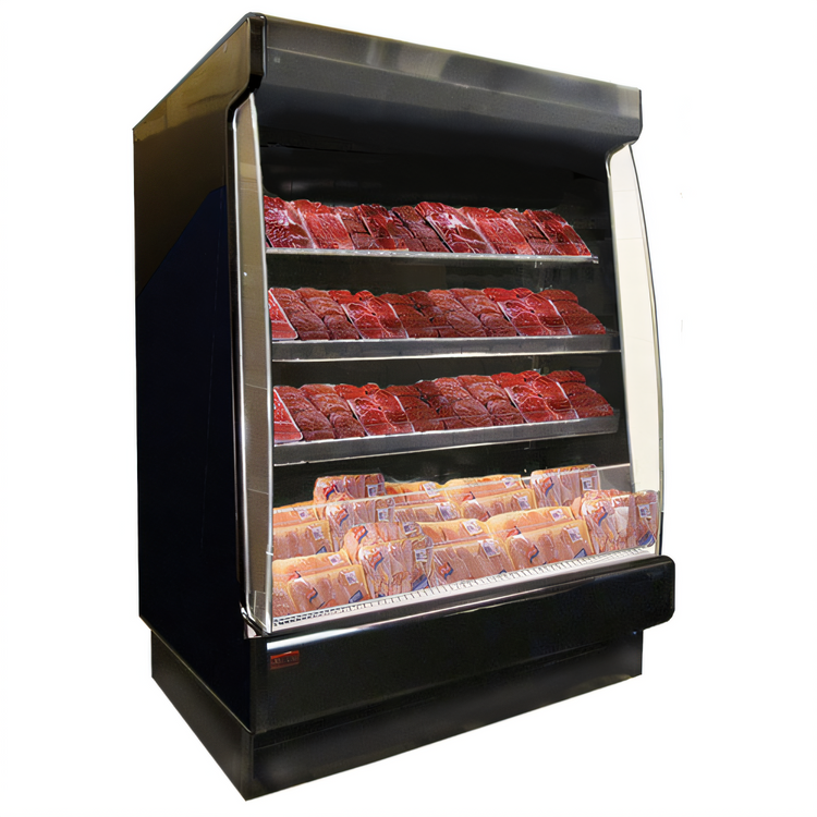 Product image #1 for Howard-McCray Packaged Meat Low-Base Remote Open-Air Merchandiser, 51-Inch Wide, Black, 3-Tier Shelving