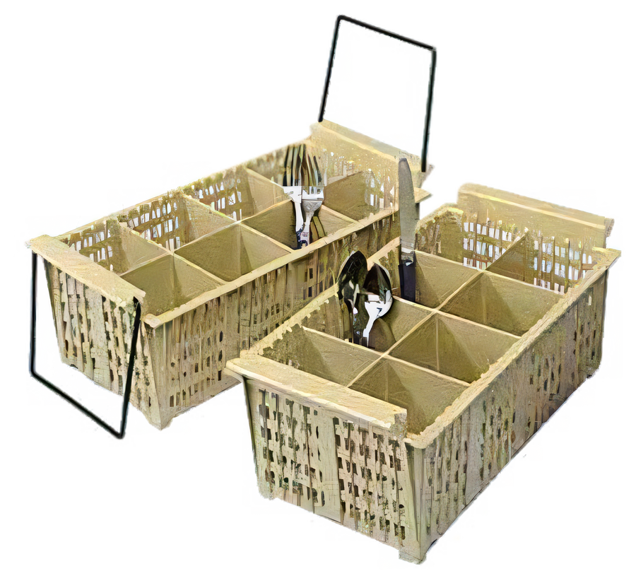 Product image #1 for Vollrath Traex Half-Size 8-Compartment Beige Flatware Basket with Handles