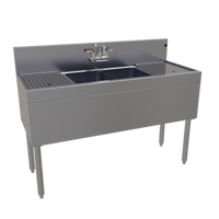 Glastender DSA-48-S 48-Inch Wide Two-Compartment Underbar Sink Unit with Dual Drainboards