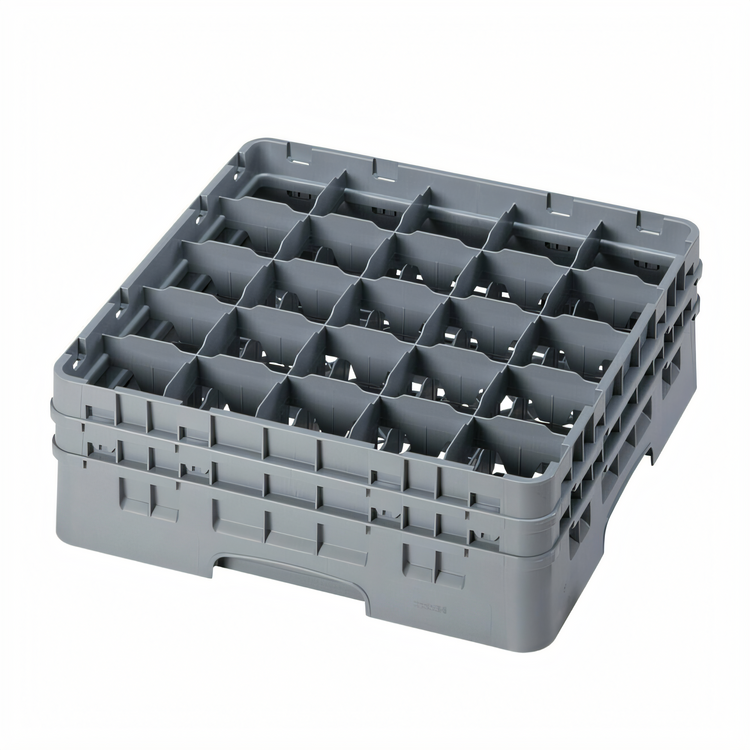 Product image #2 for Cambro Camrack® Full-Size Low Profile 25-Compartment Glass Rack with 2 Soft Gray Extenders