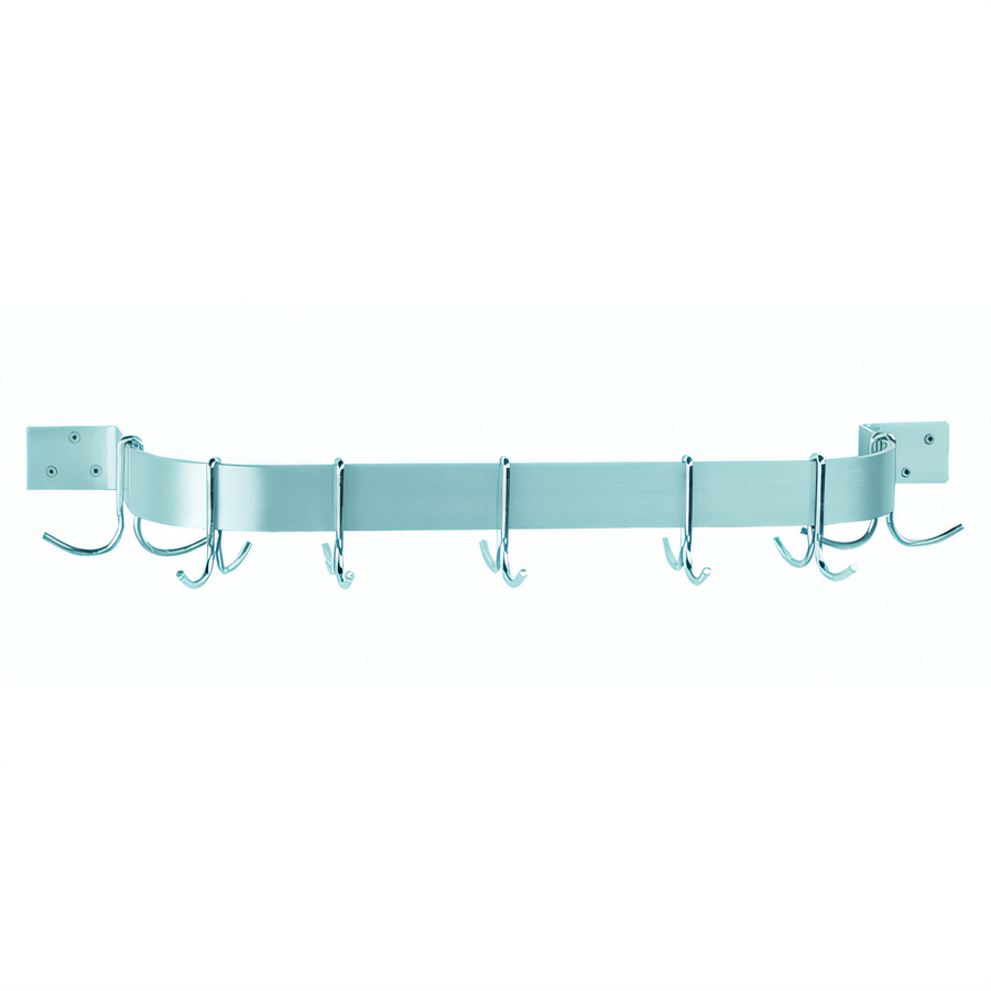 Product image #1 for Advance Tabco Special Value Series Wall-Mounted Single-Bar Stainless Steel Pot Rack, 96 Inch, with 9 Double Hooks