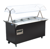 Vollrath 2-Series Affordable Portable™ 4-Well Mobile Hot Food Station with Buffet Breath Guard, Enclosed Base, 60-Inch, 208-240V