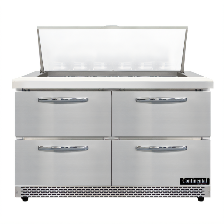 Product image #1 for Continental Refrigerator D48N18M-FB-D Designer Line Mighty Top Sandwich Unit with 4 Drawers