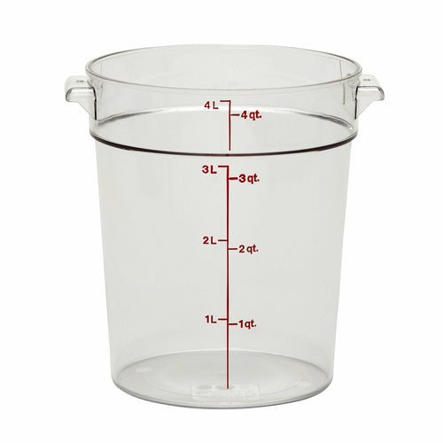 Product image #1 for Cambro Camwear Round 4 Qt Clear Polycarbonate Food Storage Container, Lid Sold Separately