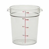 Cambro Camwear Round 4 Qt Clear Polycarbonate Food Storage Container, Lid Sold Separately