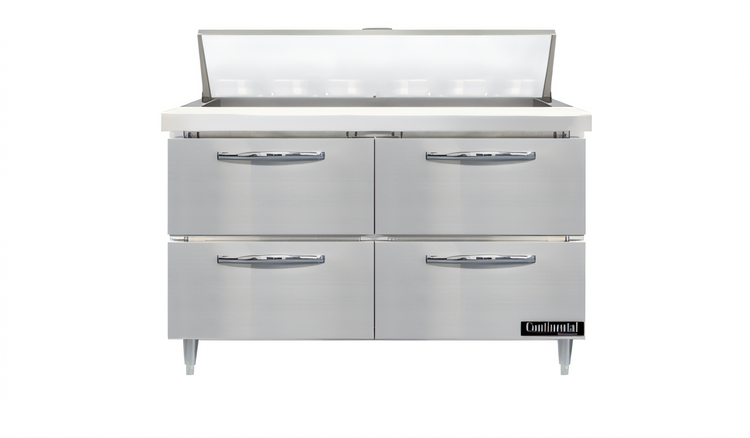 Product image #1 for Continental Refrigerator D48N18M-D 48" Mighty Top Two-Section Refrigerator Sandwich Unit with 18 Pan Capacity and 4 Drawers