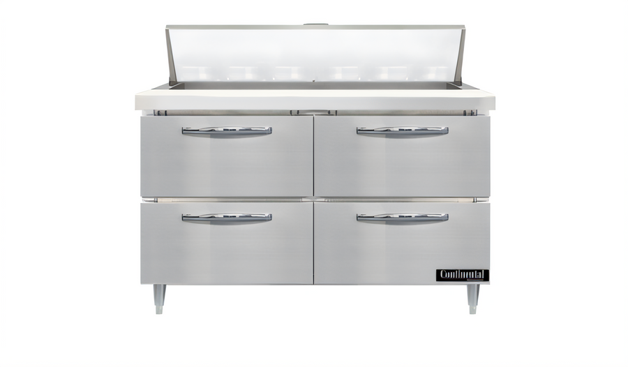 Product image #1 for Continental Refrigerator D48N18M-D 48" Mighty Top Two-Section Refrigerator Sandwich Unit with 18 Pan Capacity and 4 Drawers