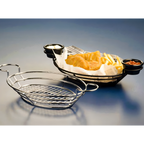 Thumbnail image #1 for American Metalcraft BSKB811 Oval Metal Wire Serving Basket, 11 x 8 x 3-1/4 Inches, Black, Built-In Ramekin Holders Case of 24
