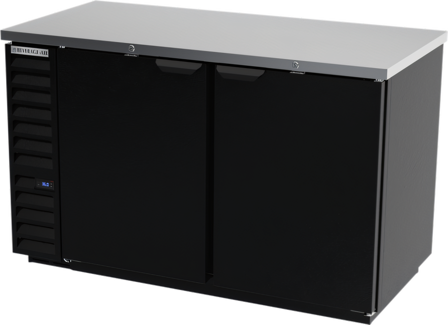 Product image #1 for Beverage Air BB58HC-B 58-Inch Two-Section Black Back Bar Refrigerator with Solid Doors