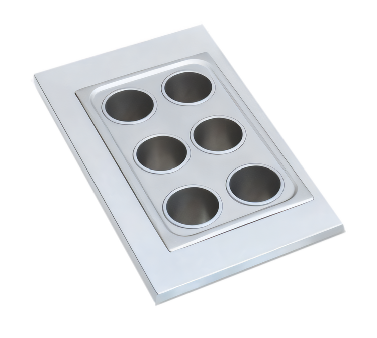 Product image #1 for Vollrath 19195 Six-Hole Round Adapter Plate for 1 1/2 Qt Bain Marie Pots