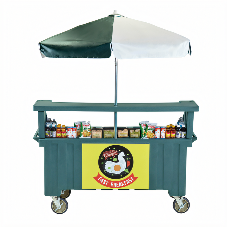 Product image #1 for Cambro Camcruiser® 4-Well Vending Cart with 72-Inch Umbrella, Granite Green