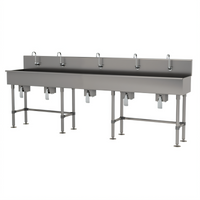 Advance Tabco 5-Station Freestanding Multiwash Hand Wash Sink with Knee Valve and Gooseneck Faucets, 100 Inch