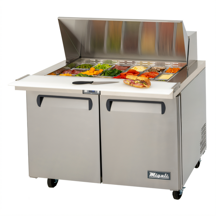 Product image #1 for Migali Competitor Series® 48.2-Inch Two-Section Big Top Refrigerated Sandwich Prep Table, 2-Door, 18-Pan