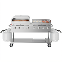 KoolMore 60-Inch 8-Burner Commercial Outdoor Propane Gas Grill with 30-Inch Griddle and 30-Inch Pizza Oven