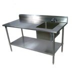 Thumbnail image #1 for John Boos EPT8R5-3048SSK-R 48 x 30-Inch Stainless Steel Sink Prep Table, Right-Side 16 x 20-Inch Bowl, 5-Inch Backsplash, Undershelf