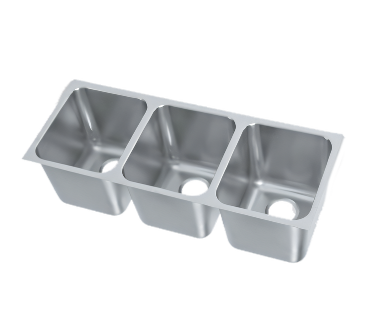 Product image #1 for Vollrath Three-Compartment Weld-In/Undermount Sink, 14 x 12 x 12 Inches Deep, 18-Gauge Stainless Steel