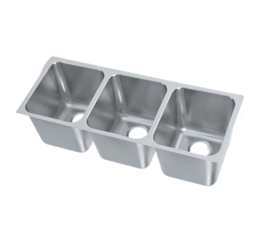 Product image #1 for Vollrath Three-Compartment Weld-In/Undermount Sink, 14 x 12 x 12 Inches Deep, 18-Gauge Stainless Steel
