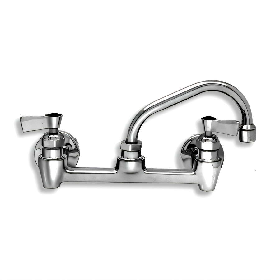 Product image #1 for Wall-Mount Brass Commercial Faucet with 14-Inch Swing Spout and Lever Handles
