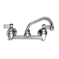 Wall-Mount Brass Commercial Faucet with 14-Inch Swing Spout and Lever Handles