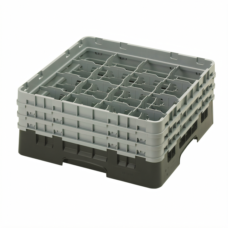 Product image #2 for Cambro Camrack® Full Size 16-Compartment Glass Rack with 3 Extenders, Black