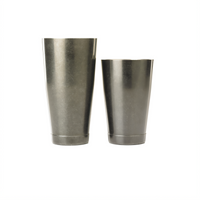 Barfly 2-Piece Vintage Black Stainless Steel Cocktail Shaker/Tin Set, 28 oz & 18 oz