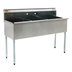 Thumbnail image #1 for Eagle Group 2136-3-16/4 3-Compartment Square-Corner Utility Sink, 37-3/8"W x 25"D, 16-Gauge 430 Stainless Steel, No Drainboards