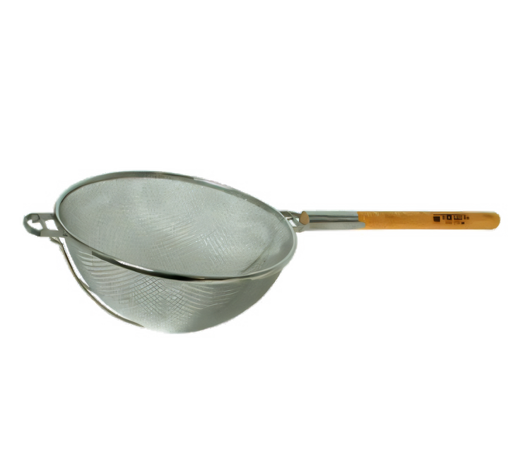 Product image #1 for 14-Inch Double Mesh Strainer with 17-1/2-Inch Lacquered Wood Handle, 18/8 Stainless Steel, Dozen