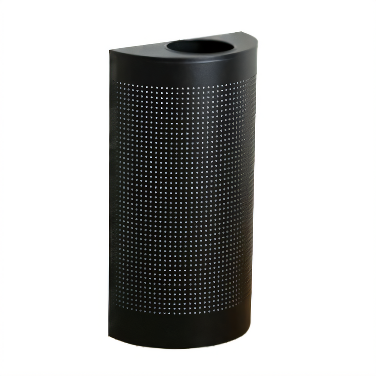 Product image #1 for Rubbermaid Commercial Silhouette 12 Gallon Half-Round Open-Top Indoor Receptacle, Textured Black Steel