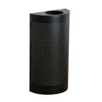 Rubbermaid Commercial Silhouette 12 Gallon Half-Round Open-Top Indoor Receptacle, Textured Black Steel