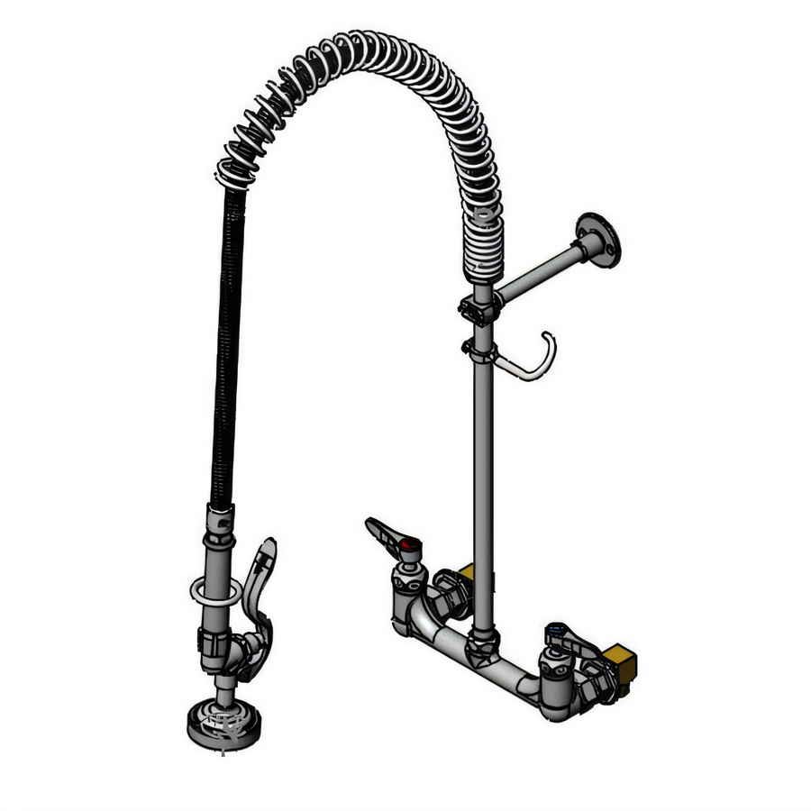 Product image #1 for T&S Brass EasyInstall 8-Inch Wall Mount Pre-Rinse Unit with 44-Inch Hose and 1.15 GPM Spray Valve