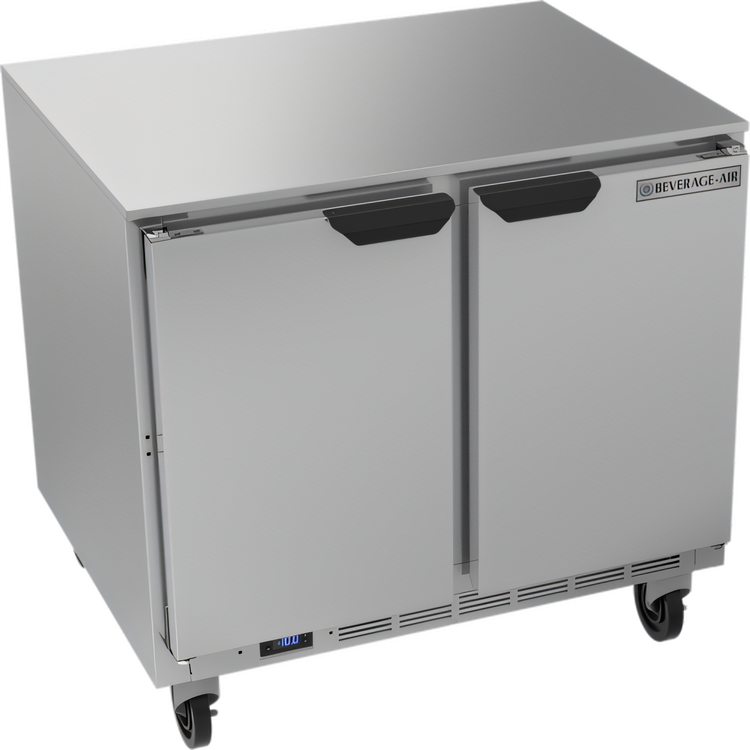 Product image #1 for Beverage-Air 36-Inch Two-Section Undercounter Freezer with 2 Solid Doors and 4 Shelves