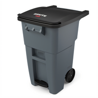 BRUTE 50 Gallon 2-Wheel Step-On Rollout Trash Container with Hinged Lid