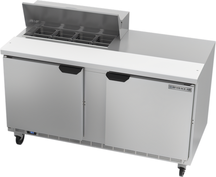 Product image #1 for Beverage-Air SPE60HC-08 Two-Section Sandwich Prep Table Refrigerator, 60-Inch, 8-Pan Top