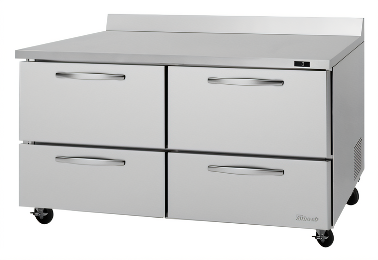 Product image #1 for Turbo Air PRO Series Two-Section Worktop Freezer with 4 Drawers, 17.2 Cu. Ft., Self-Contained, Stainless Steel