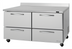 Thumbnail image #1 for Turbo Air PRO Series Two-Section Worktop Freezer with 4 Drawers, 17.2 Cu. Ft., Self-Contained, Stainless Steel