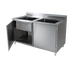 Thumbnail image #1 for Klinger's Trading 60-Inch Two-Compartment Cabinet Base Stainless Steel Sink with Hinged Doors