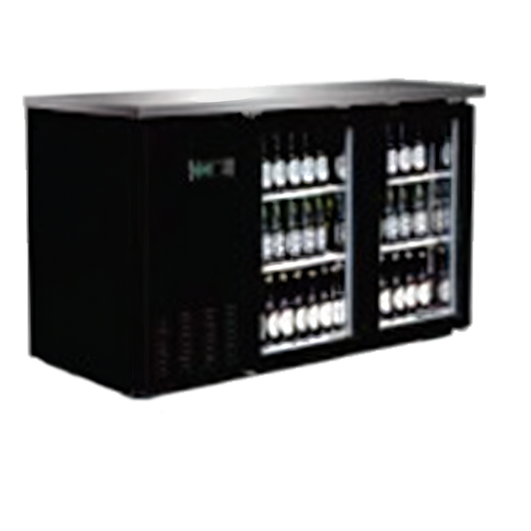 Product image #1 for Serv-Ware 49-Inch Two-Door Glass Door Back Bar Bottle Cooler, 10 Cu. Ft., Self-Contained