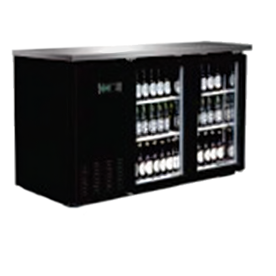 Product image #1 for Serv-Ware 49-Inch Two-Door Glass Door Back Bar Bottle Cooler, 10 Cu. Ft., Self-Contained