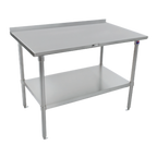 Thumbnail image #1 for John Boos Stallion ST6R1.5-3684SSK-X 84-Inch x 36-Inch Stainless Steel Work Table, 16-Gauge 300-Series Top, Rear Backsplash, Adjustable Undershelf