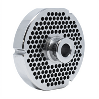 Stainless Steel #52 Meat Grinder Plate with Hub, 1/4 Inch
